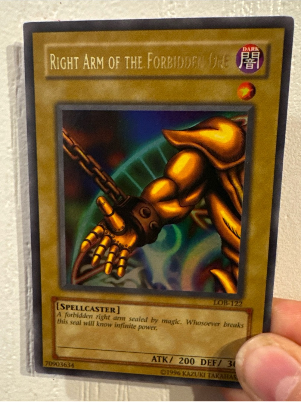 Right Arm of the Forbidden One - Gold Art Card LOB-122 Ultra Rare